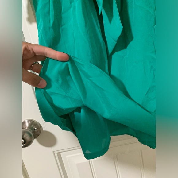 NWT! American Eagle Sea Foam Green/Teal Front Tie Open Button Sleeve Dress Sz. M - Picture 5 of 6